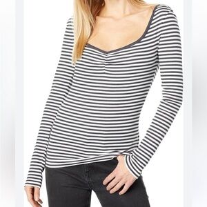 Madewell Black and White Striped Long Sleeve Tee
